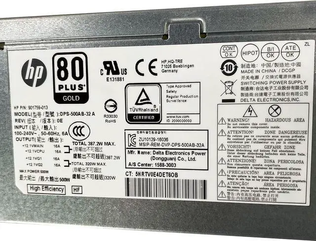 Alt view image 3 of 4 - BestParts New 500W Power Supply Replacement for HP Z2 G4 / EliteDesk 800 880 G3 G4 901759-013 DPS-500AB-32 A