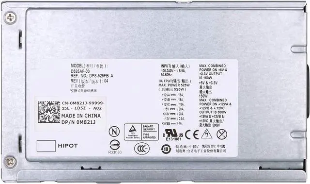 Alt view image 3 of 7 - Li-SUN D525AF-00 525W Power Supply w/Cables Compatible with Dell Precision T3500 P/N: D525A001L H525AF-00 H525EF-00 HP-D5252E0 HP-D5253A0 N525EF-00 0G05V 6W6M1 M822J U597G X008G