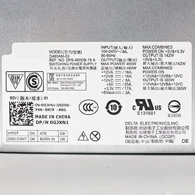 Alt view image 5 of 6 - IndustrialMaker PSU for T3630 5680 R7 R6 R5 460W Power Supply AC460AM-01 AC460AM-03 DPS-460DB-4 A DPS-460DB-15 A DPS-460CB-15A