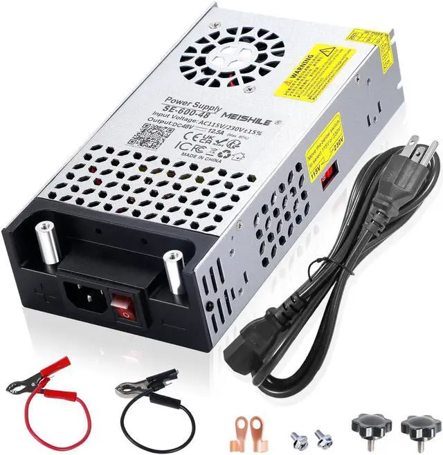 Main image of MEISHILE 48V 12.5A 600W Switching Power Supply Universal AC to DC Transformer Converter for LED Driver Strip Light Lamp, Machine, 120V 110V to 48Volt 3A 4A 5A 6A 8A 10Amp