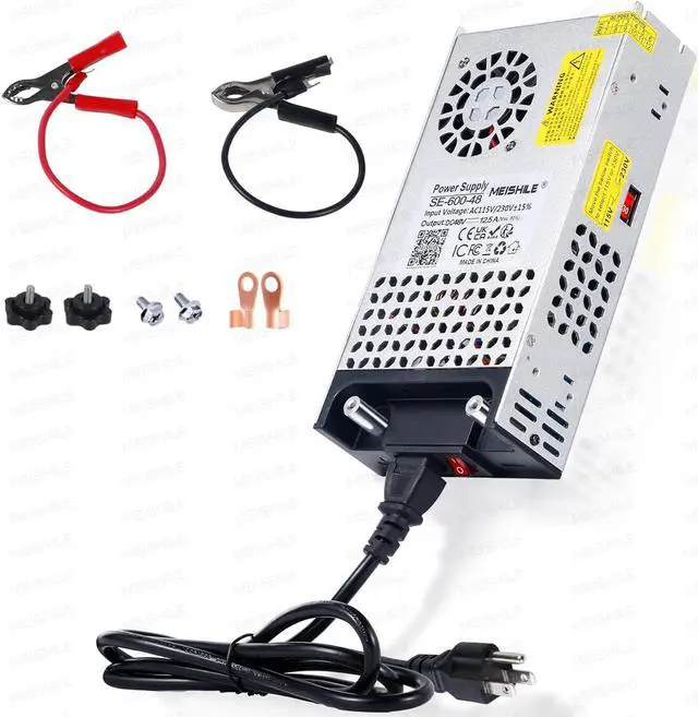 Alt view image 7 of 7 - MEISHILE 48V 12.5A 600W Switching Power Supply Universal AC to DC Transformer Converter for LED Driver Strip Light Lamp, Machine, 120V 110V to 48Volt 3A 4A 5A 6A 8A 10Amp