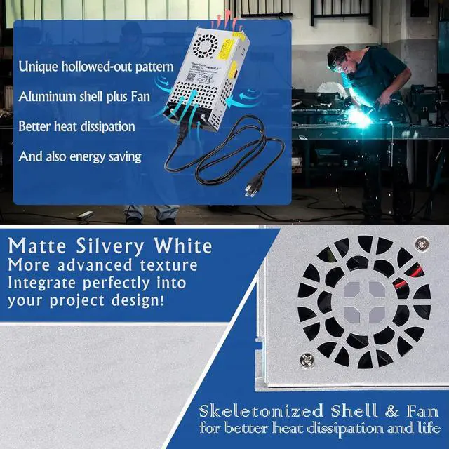 Alt view image 6 of 7 - MEISHILE 48V 12.5A 600W Switching Power Supply Universal AC to DC Transformer Converter for LED Driver Strip Light Lamp, Machine, 120V 110V to 48Volt 3A 4A 5A 6A 8A 10Amp