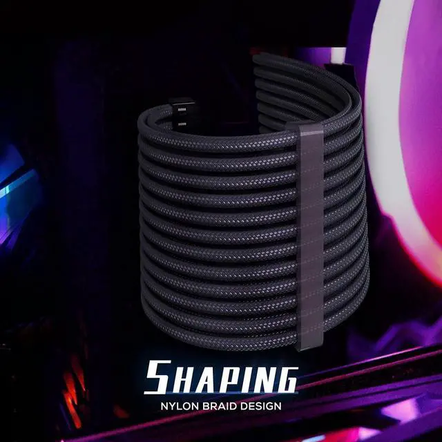 Alt view image 2 of 6 - Qingsea Power Supply Cable Kit 28.5cm Mod Sleeve Extension Sleeved Custom Mod for PSU to Motherboard PC Power Supply Cable (16AWG, Black, 5)