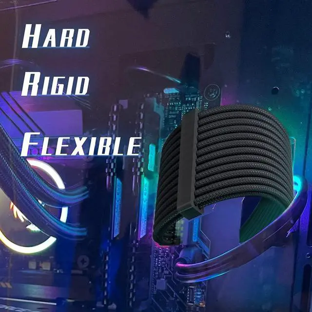 Alt view image 3 of 6 - Qingsea Power Supply Cable Kit 28.5cm Mod Sleeve Extension Sleeved Custom Mod for PSU to Motherboard PC Power Supply Cable (16AWG, Black, 5)
