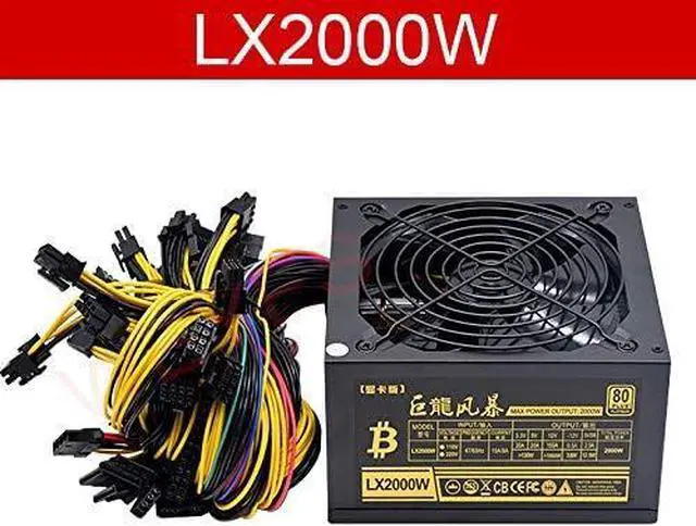 Alt view image 4 of 4 - 2000W PSU Power Supply for Computer 8 Video Card Mining Bitcoin Miner ATX PC 110V-220V ETH ETC ZEC ZCASH DGB XMR