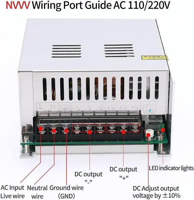 Alt view image 4 of 7 - NVVV 65V 12.3A 800W LED Switch Power Supply Driver AC 110/220V to DC 65V Transformer for LED Strip CCTV Security System,Camera,3D Printer,Computer Project,Motor