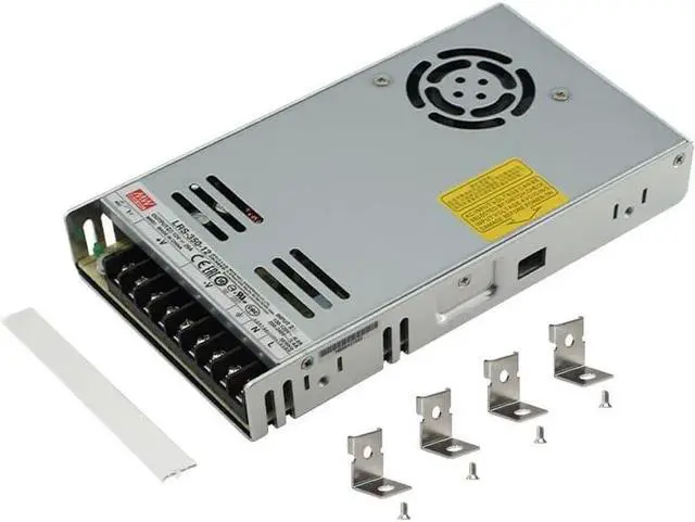 Main image of Mean Well 24V Power Supply LRS-350-24, DC 350W 14.6A Enclosed DC Switching Power Supply, 3D Printer Replacement Power Bench, with a Terminal Cover, Mounting Brackets and Screws