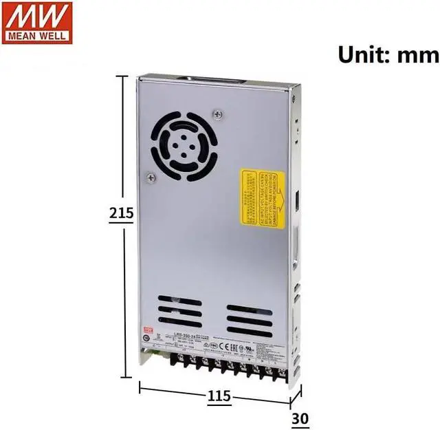 Alt view image 3 of 6 - Mean Well 24V Power Supply LRS-350-24, DC 350W 14.6A Enclosed DC Switching Power Supply, 3D Printer Replacement Power Bench, with a Terminal Cover, Mounting Brackets and Screws