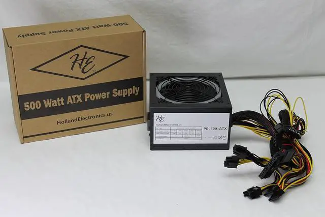 Main image of Holland Electronics Gaming ATX Power Supply Unit. PS550R1. 500W, 120mm Ball Bearing Fan, Black with Color