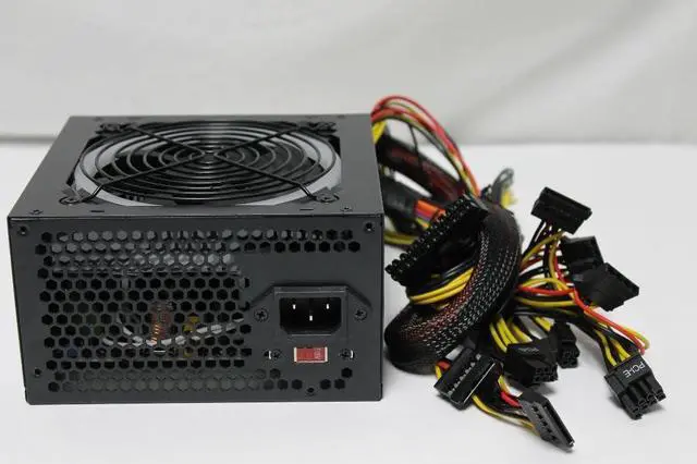 Alt view image 2 of 3 - Holland Electronics Gaming ATX Power Supply Unit. PS550R1. 500W, 120mm Ball Bearing Fan, Black with Color