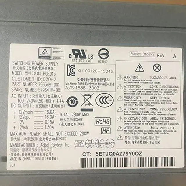 Alt view image 5 of 6 - PSU for 600 680 800 880G2 280W Power Supply PS-4281-1HA D14-280P1A DPS-280AB-5 A DPS-280AB-5 B PCD019 D13-280P2A