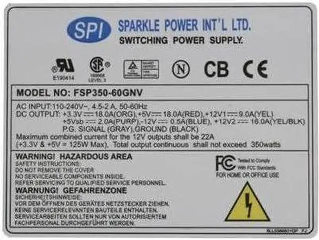 Alt view image 2 of 2 - SPI FSP350-60GNV 350W Active PFC Power Supply, 6cm Ball-Bearing Fan