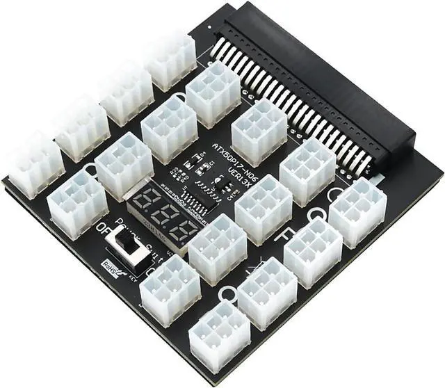 Alt view image 2 of 7 - UMCNVV PCI-E 12V 50Pin to ATX 17 x 6Pin Power Supply Server Adapter Breakout Board for 750W 1100W 1600W 2000W 2400W PSU GPU Mining