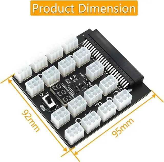 Alt view image 5 of 7 - UMCNVV PCI-E 12V 50Pin to ATX 17 x 6Pin Power Supply Server Adapter Breakout Board for 750W 1100W 1600W 2000W 2400W PSU GPU Mining