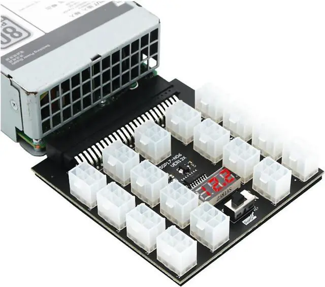 Alt view image 6 of 7 - UMCNVV PCI-E 12V 50Pin to ATX 17 x 6Pin Power Supply Server Adapter Breakout Board for 750W 1100W 1600W 2000W 2400W PSU GPU Mining