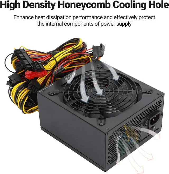 Alt view image 6 of 7 - 1800W-2400W Mining Power Supply Supports 8 GPU Mining Rig, 95% Conversion Efficiency PC Mining Power Supply ETH Rig Ethereum Miner Black 2400W