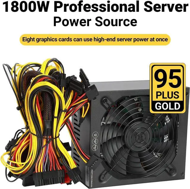 Alt view image 7 of 7 - 1800W-2400W Mining Power Supply Supports 8 GPU Mining Rig, 95% Conversion Efficiency PC Mining Power Supply ETH Rig Ethereum Miner Black 2400W