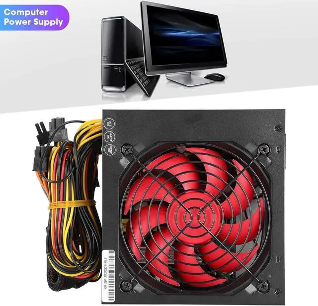 Alt view image 5 of 7 - 400W PC Power Supply, ATX 24 Pin 12cm Red 9 Blade Fan Adjustable 115/230V 4 Pin&4 Pin 400W Silent Computer Power Supply Replacement(US)