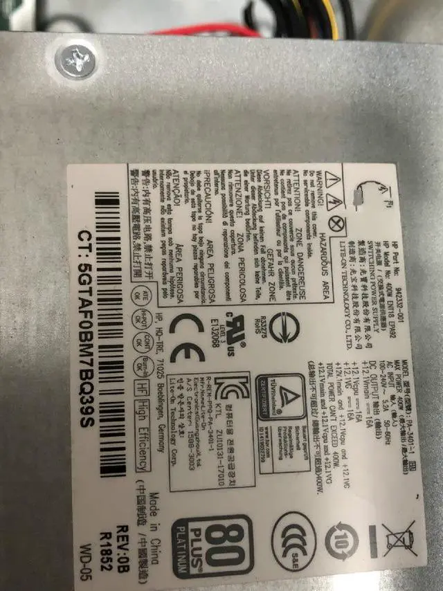 Alt view image 3 of 3 - for 280 680 800 880 G3 G4 G5 Power Supply 942332-001 PA-3401-1HA