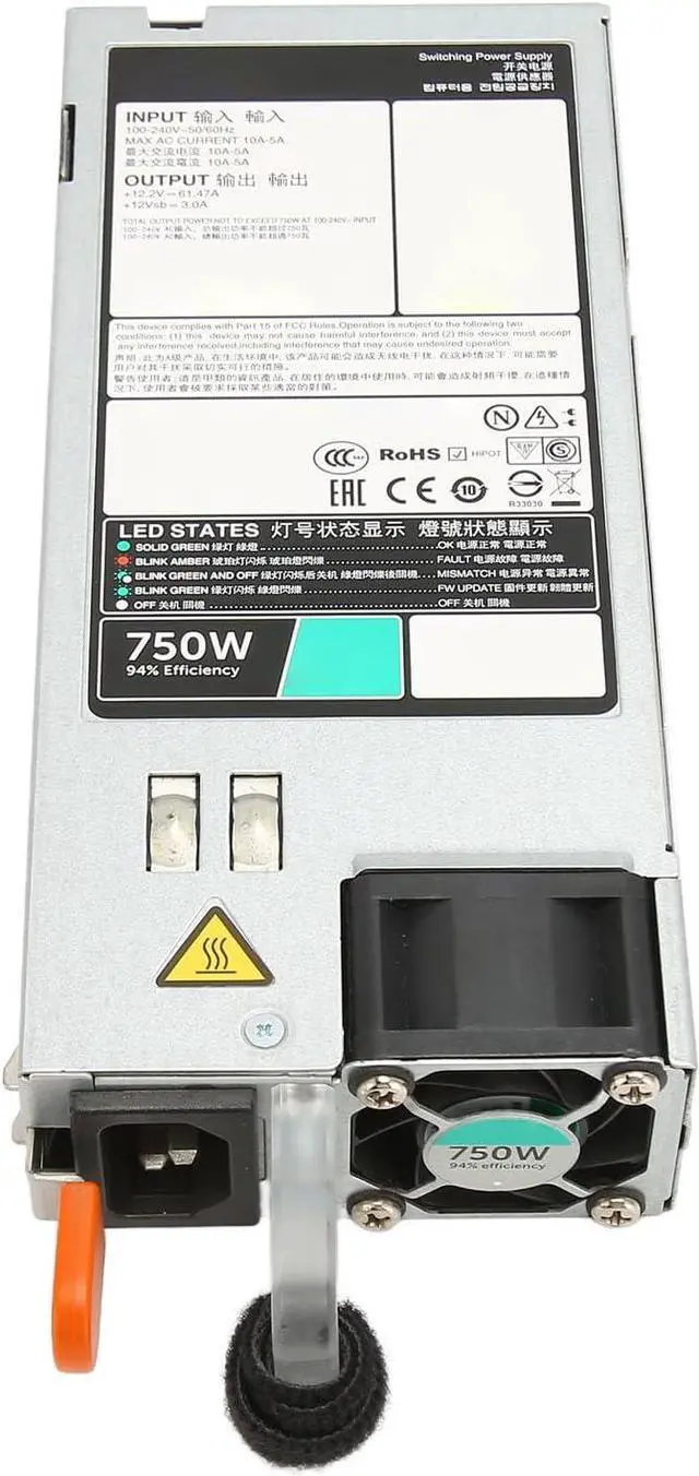 Main image of D750E S6 Server Power Supply 750W EPP Power Supply for DELL R530 R630 R730 R730XD, Durable and Reliable, Good Heat Dissipation