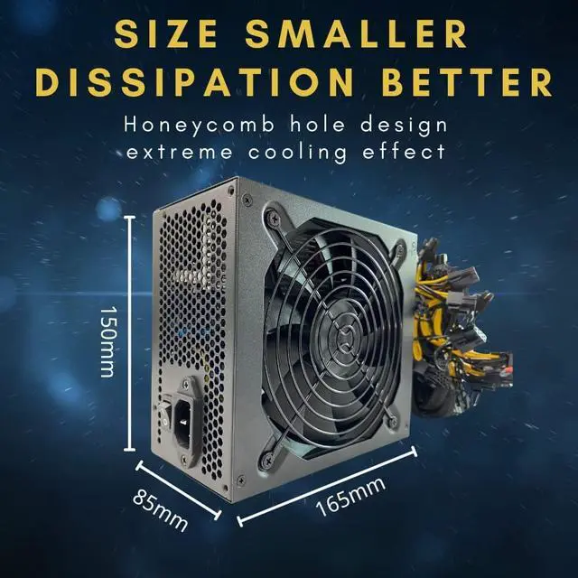 Alt view image 4 of 7 - VTRETU 1800W Mining Power Supply ATX PSU Supports GPU Mining Rig Input110V-220V, Output 1600W-1800W 4U Power Supply Including 10 Connecting Cables and 1 Power Cord