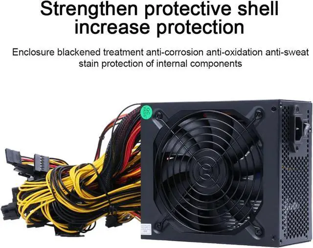 Alt view image 3 of 6 - 2600/2400/2000/1800W PSU ATX Mining Power Supply 180-265V ETH Bitcoin Miner Ethereum Mining Power Supply Support 8 Graphics Card(2000w)