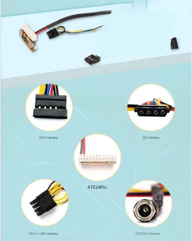 Alt view image 5 of 7 - PRIZOM Portable DC 12V 250W 24Pin ATX Connect with Motherboard Mini ITX Power Supply Pcio PSU Module for PC