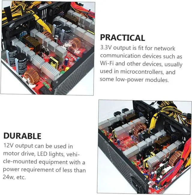 Alt view image 6 of 7 - Power Board Power Regulator Board PC Power Supply Power Adapter Voltage Converter Adjustable Power Supply PC Powersupply Desktop PC Chassis Power Adapter Red