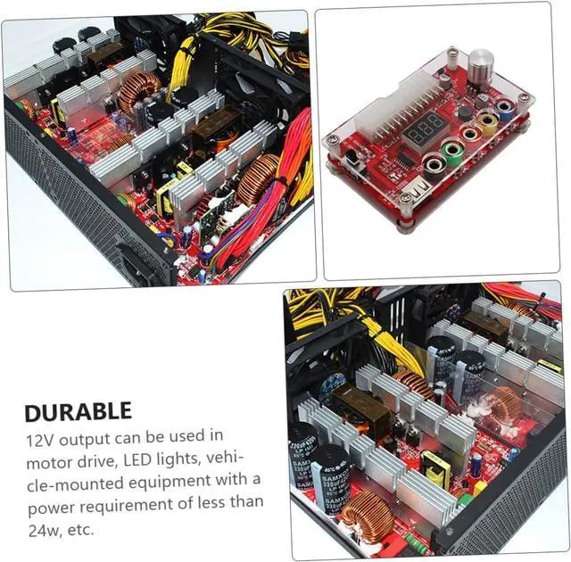 Alt view image 7 of 7 - Power Board Power Regulator Board PC Power Supply Power Adapter Voltage Converter Adjustable Power Supply PC Powersupply Desktop PC Chassis Power Adapter Red