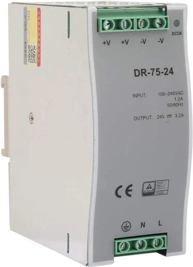 Alt view image 6 of 7 - Power Supply, DR-75-24 75W Single Output 24V Din-Rail Power Supply AC/DC Switching Power Supply