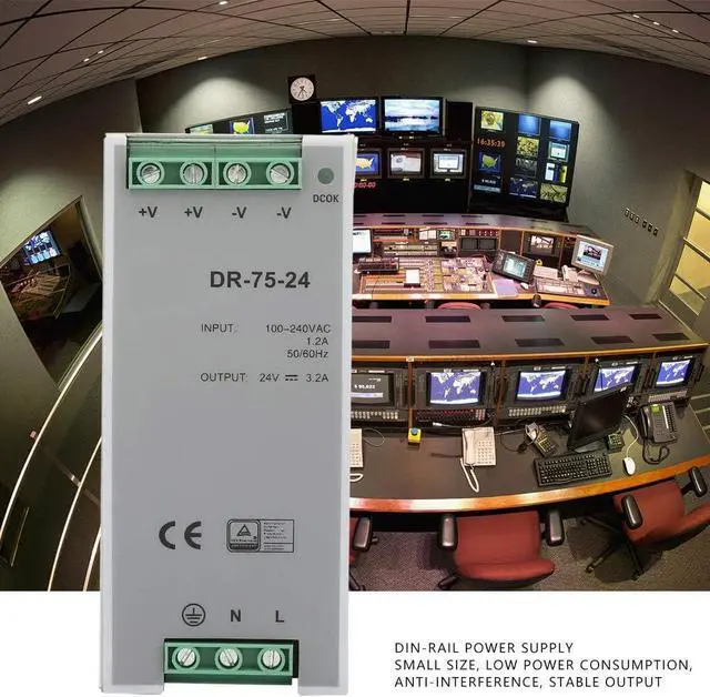 Alt view image 7 of 7 - Power Supply, DR-75-24 75W Single Output 24V Din-Rail Power Supply AC/DC Switching Power Supply