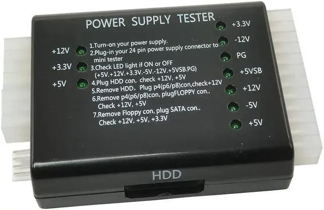 Main image of 20/24 Pin for PSU ATX SATA HDD Power Supply Tester Black PC 20 24 Pin PSU ATX SATA HD