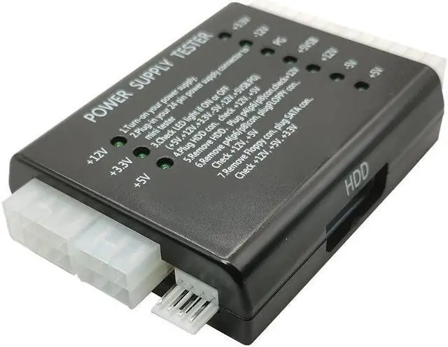 Alt view image 2 of 6 - 20/24 Pin for PSU ATX SATA HDD Power Supply Tester Black PC 20 24 Pin PSU ATX SATA HD