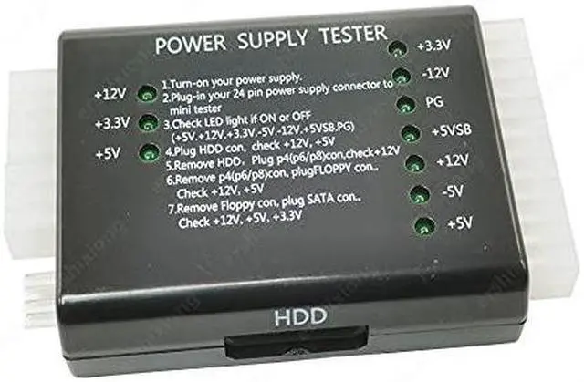 Alt view image 4 of 6 - 20/24 Pin for PSU ATX SATA HDD Power Supply Tester Black PC 20 24 Pin PSU ATX SATA HD