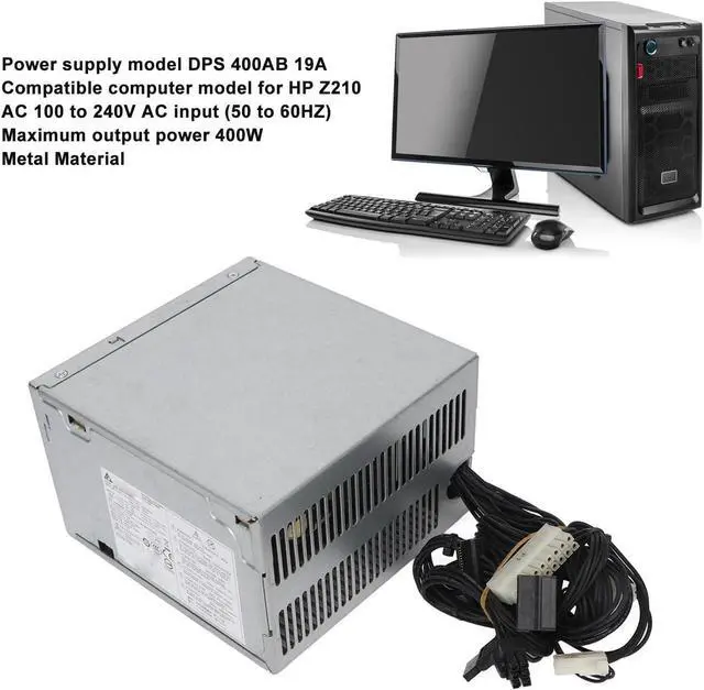 Alt view image 2 of 7 - Desktop PC 400W Power Supply, DPS 400AB 704427 001 Replacement for Z210, Compatible with Motherboard 18pin, 4pin CPU Interface, HDD Interface, Aluminum Heatsink