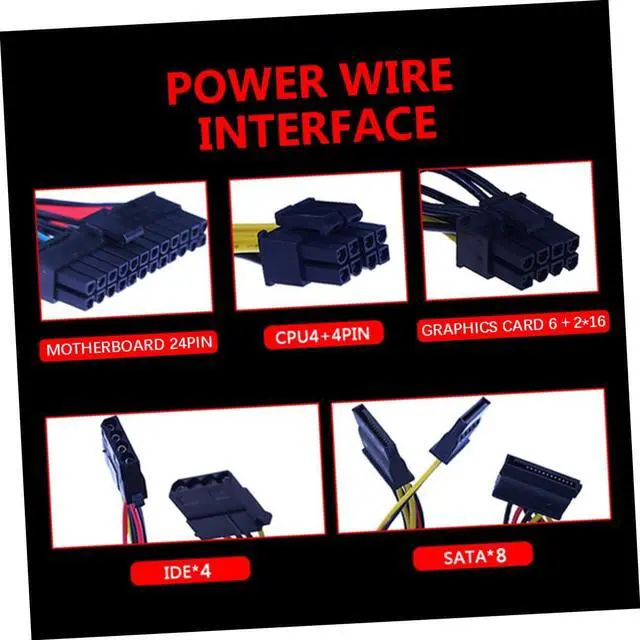 Alt view image 2 of 7 - Benchtop Power Supply Power Supply Desktop Computers PC PSU Silent Power Supply Computer Power Supply PC Power Adapter Mute Graphics Card Copper Core Black ATX PC Power Supply