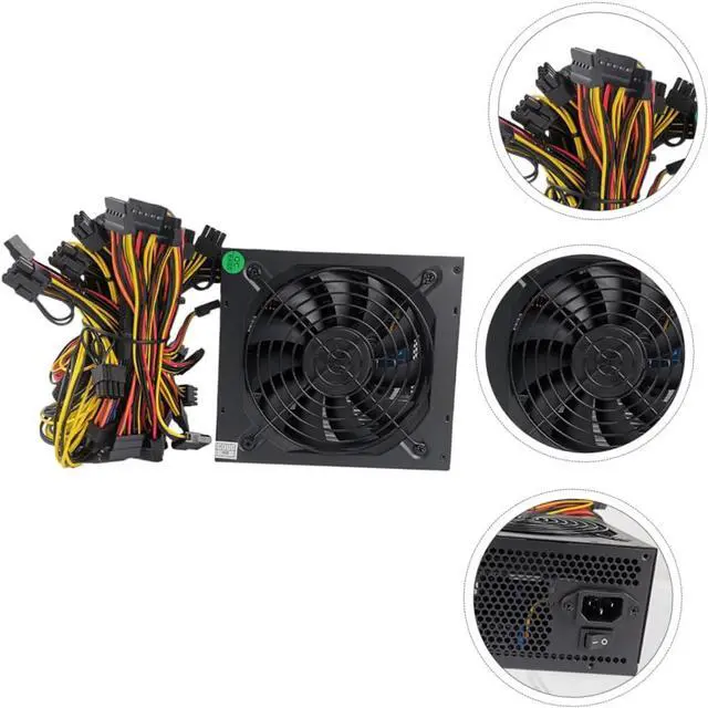 Alt view image 7 of 7 - Benchtop Power Supply Power Supply Desktop Computers PC PSU Silent Power Supply Computer Power Supply PC Power Adapter Mute Graphics Card Copper Core Black ATX PC Power Supply