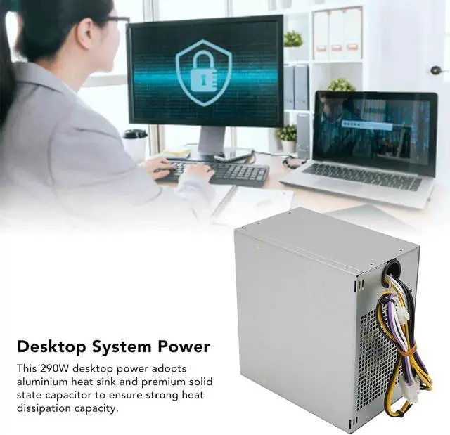 Alt view image 5 of 7 - 290W Power Supply - Sturdy Metal Fast Cooling Desktop Power Supply for Optiplex 3020 7020 9020, PowerEdge T20 - AC 100-240V