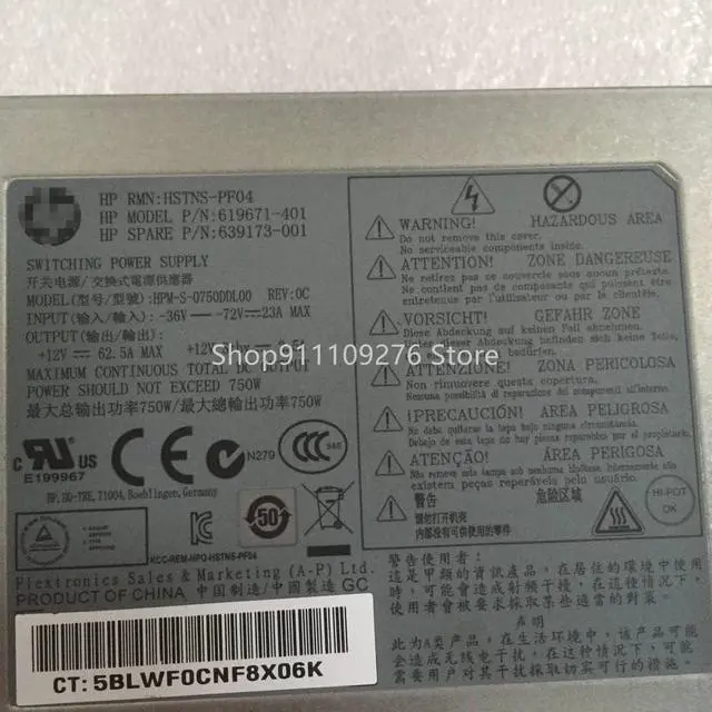 Alt view image 2 of 6 - Disassemble PSU for DL380PG8 750W DC Power Supply HSTNS-PF04 639173-001 619671-401 HPM-S-0750DDL00