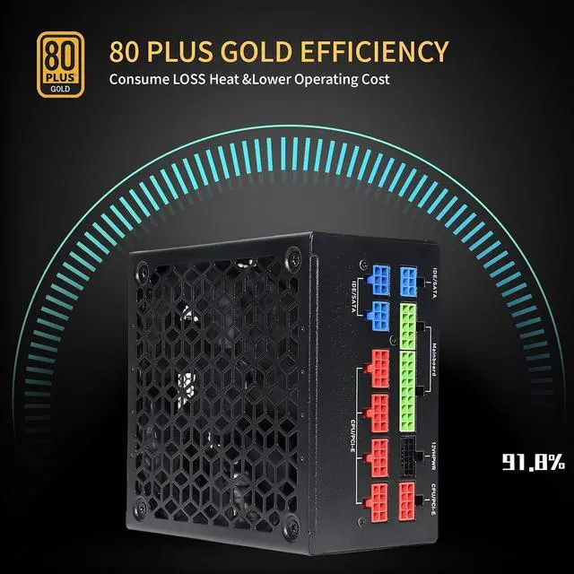 Alt view image 3 of 6 - SAMA 850w Power Supply - ATX 3.0&PCIe 5.0 Fully Modular PSU - 80 Plus Gold Efficiency 12VHPWR Connectors on PSU RTX 40 Series, ECO FDB Silent Fan,10 Year Warranty