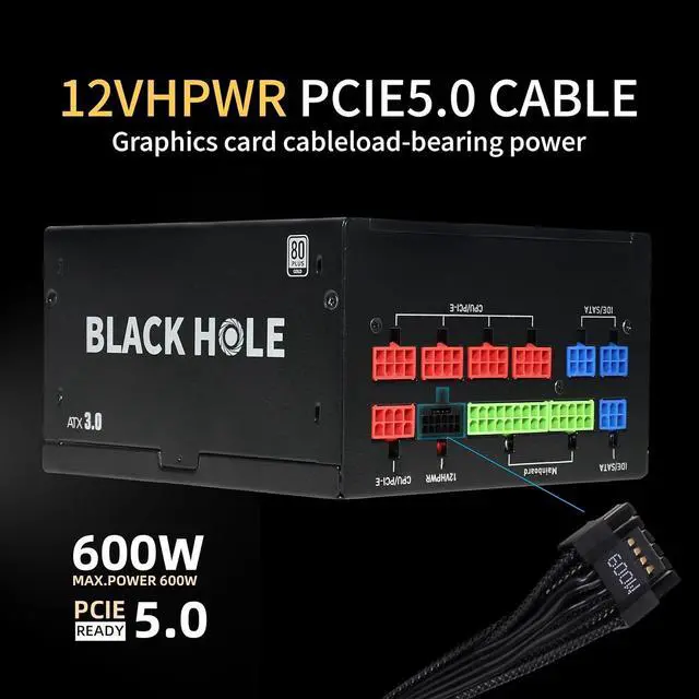 Alt view image 4 of 6 - SAMA 850w Power Supply - ATX 3.0&PCIe 5.0 Fully Modular PSU - 80 Plus Gold Efficiency 12VHPWR Connectors on PSU RTX 40 Series, ECO FDB Silent Fan,10 Year Warranty