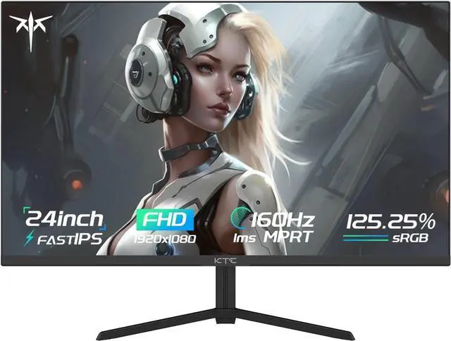 Main image of KTC 24 Inch Gaming Monitor FHD 1080P Fast IPS 165Hz, 125% sRGB 1ms HDR Zero-Frame Computer Monitor, HDMI 2.0x2, DisplayPort 1.4x2, FreeSync & G-Sync, Tilt, VESA Compatible, Eye Care, H24T09P