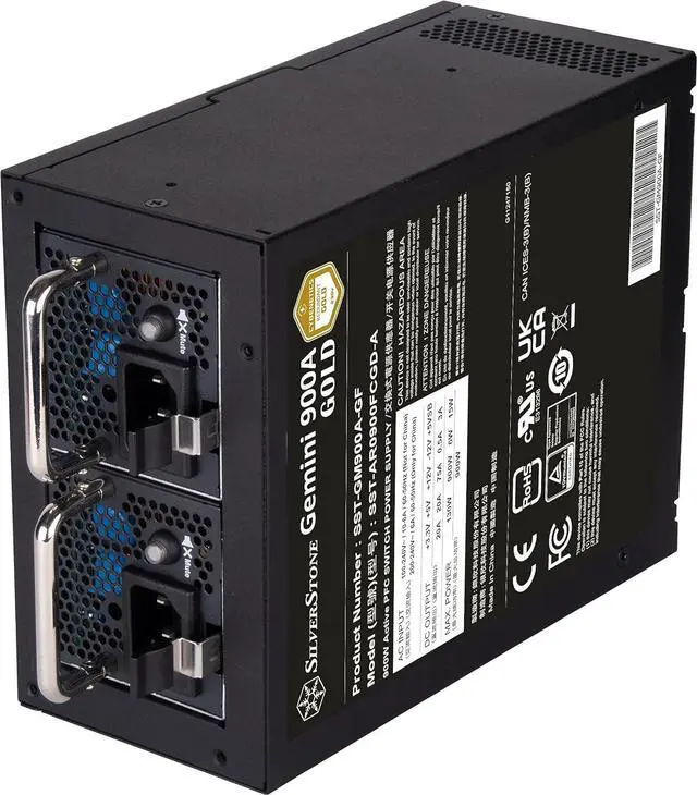 Alt view image 3 of 7 - SilverStone Technology Gemini 900A Gold Cybenetics 900W ATX Redundant Power Supply, SST-GM900A-GF