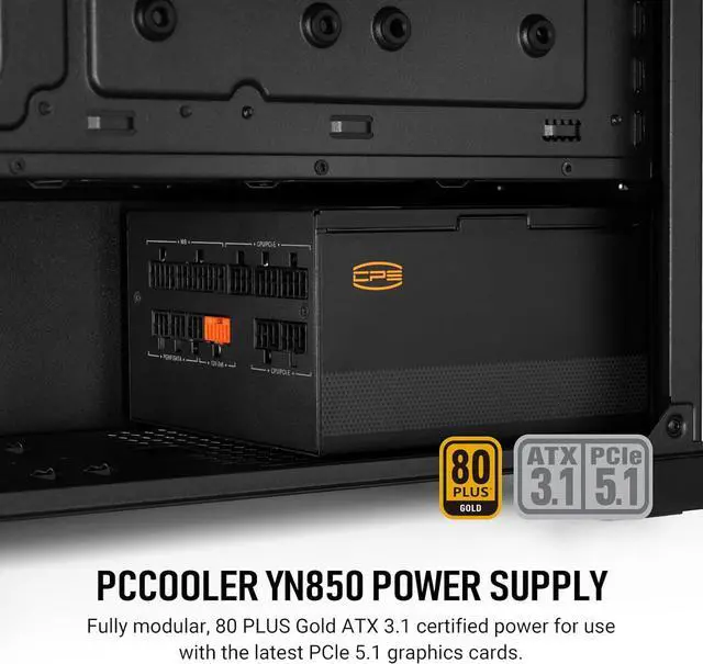 Alt view image 2 of 7 - PCCOOLER CPS YN850 Power Supply, 850W 80 Plus Gold Certified Fully Modular PCIe 5.1 & ATX 3.1 Gaming PSU, Wide Compatibility, 135mm FDB Fan, Full Japan Electrolytic Capacitors - 10 Year Warranty