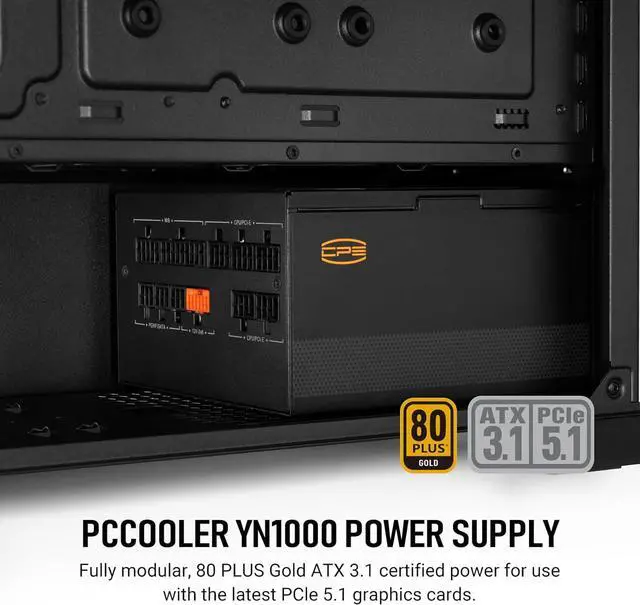 Alt view image 2 of 7 - PCCOOLER CPS YN1000 Power Supply, 1000W 80 Plus Gold Certified Fully Modular PCIe 5.1 & ATX 3.1 Gaming PSU, Wide Compatibility, 135mm FDB Fan, Full Japan Electrolytic Capacitors - 10 Year Warranty