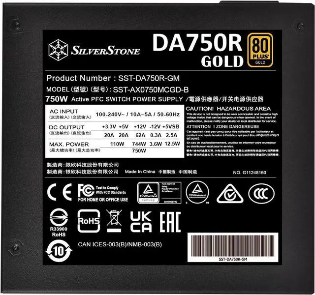 Alt view image 6 of 7 - SilverStone Technology DA750R Gold 750W 80 Plus Gold ATX 3.0 & PCIe 5.0 Modular Power Supply, SST-DA750R-GM