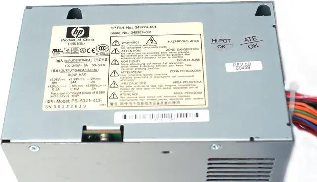 Alt view image 4 of 4 - Genuine HP/Compaq 340W 349774-001 Power Supply PSU for HP Business DC7100 Convertible Minitower, Business DX6120 Microto