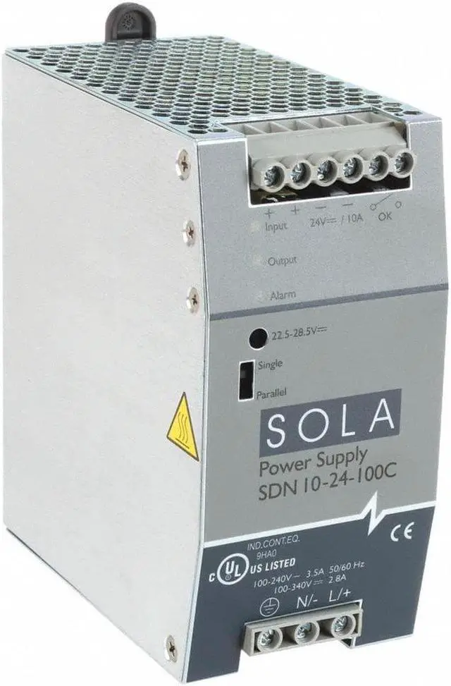 Main image of Sola/Hevi-Duty SDN10-24-100C DC Power Supply, 24 VDC, 10 Amp, 60 Hz