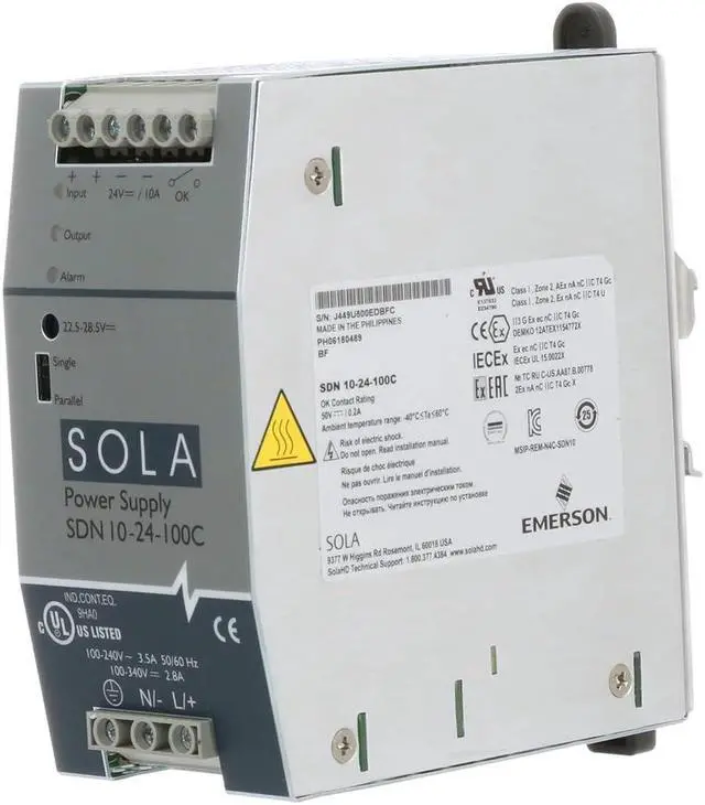 Alt view image 4 of 6 - Sola/Hevi-Duty SDN10-24-100C DC Power Supply, 24 VDC, 10 Amp, 60 Hz