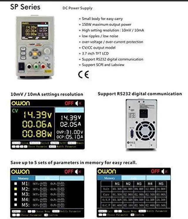Alt view image 2 of 4 - DC Power Supply OWON SP3051 1 Channel,MAX 150W Output Power Supply 30V 5A
